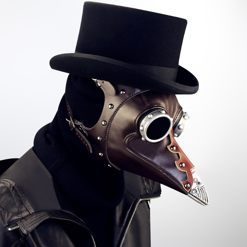 PU Leather Plague Doctor Mask  - Disposable Surgical Mask ulasan dan harga